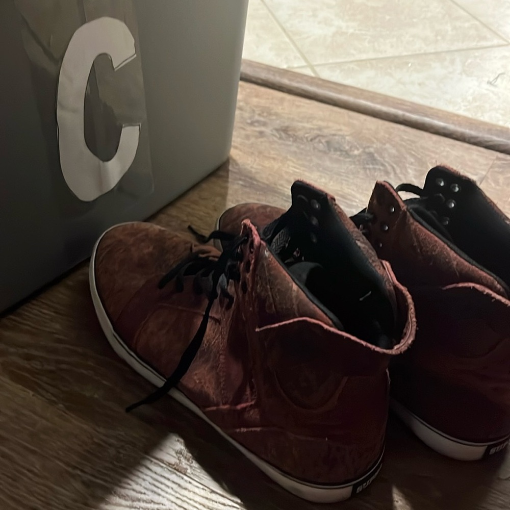 Supra, men's size 12, burgundy and black, used